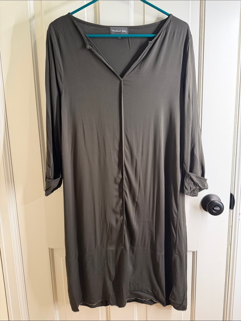 Michael Stars Olive V-Neck Roll-Sleeve Tunic